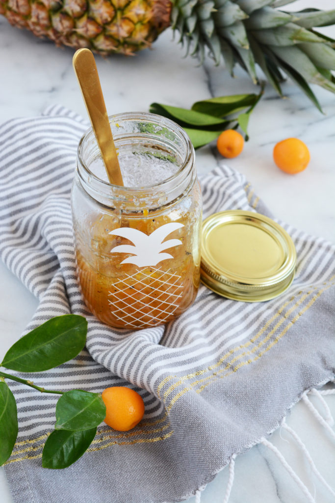 Pineapple Kumquat Cardamom Marmalade in Pineapple Jars | Oleander + Palm