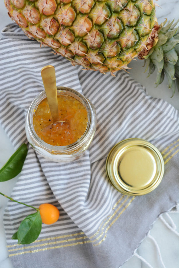 Pineapple Kumquat Cardamom Marmalade in Pineapple Jars | Oleander + Palm