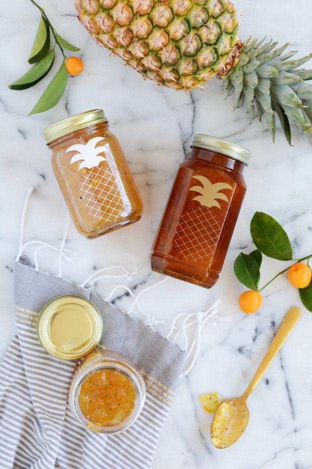 Pineapple Kumquat Cardamom Marmalade in Pineapple Jars | Oleander + Palm