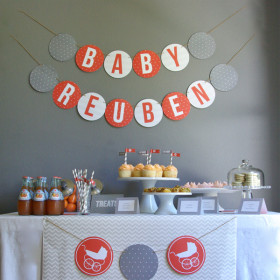 Modern Grey and Orange Baby Shower