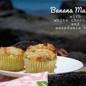 Banana Muffins with White Chocolate and Macadamia Nuts