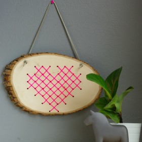 Cross Stitch Heart in Wood