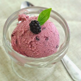 Blackberry Basil Buttermilk Ice Cream