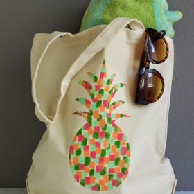 DIY Painted Pineapple Tote Bag