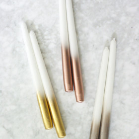 DIY Metallic Dipped Taper Candles