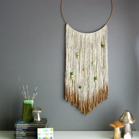 DIY Gold Dipped Yarn Hanging