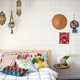 DIY Gold Grid Wall