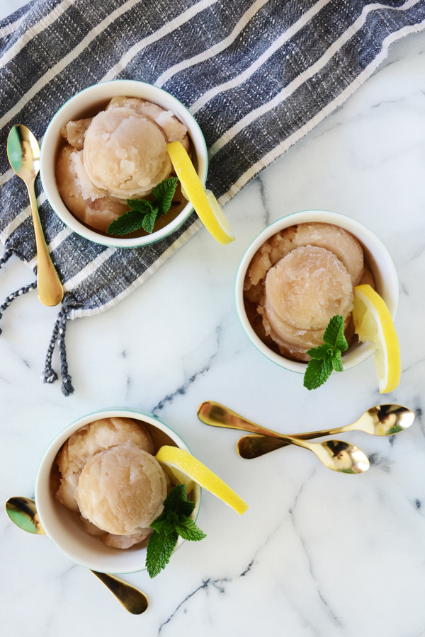 frozen sweet tea with mint and lemon