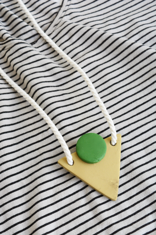 DIY geometric necklaces made with oven-bake clay