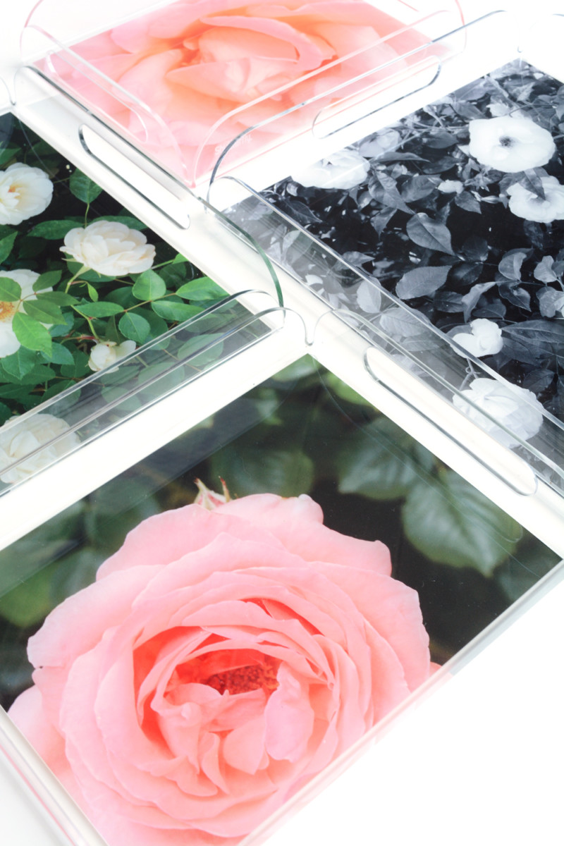 garden rose acrylic tray