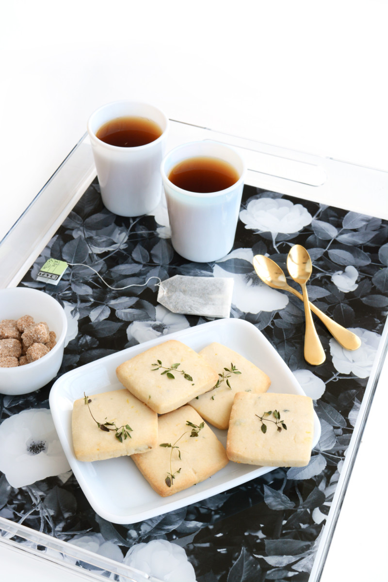 garden rose trays and lemon thyme shortbread recipe