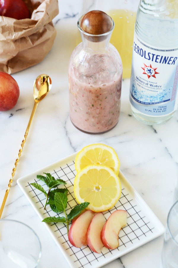 sparkling nectarine mint lemonade