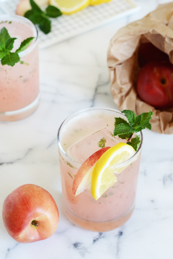 sparkling nectarine mint lemonade 