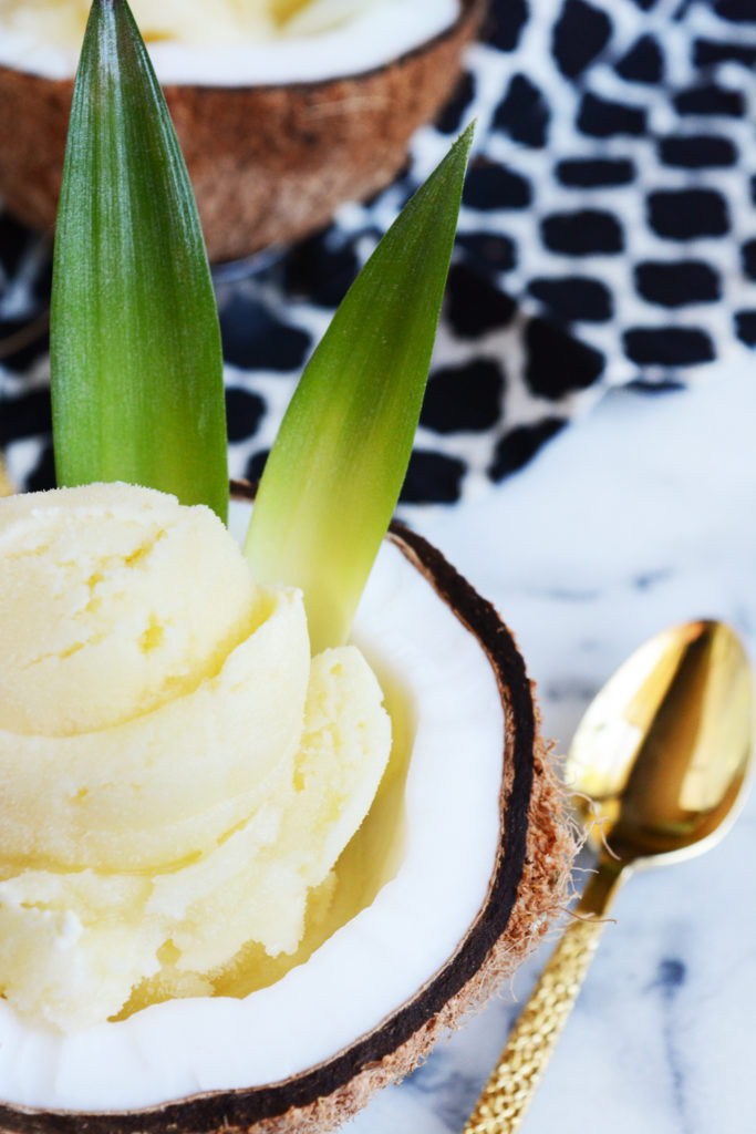 2 Ingredient Pina Colada Sorbet | Oleander + Palm