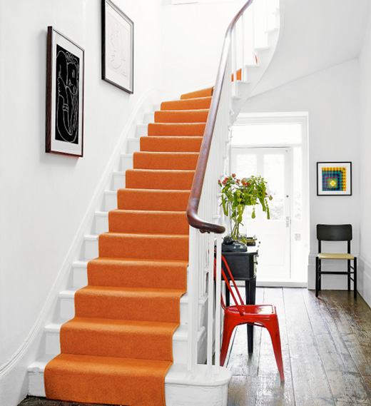 orange staircase runner