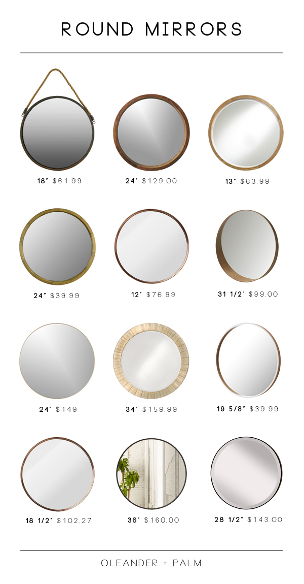 Online sources for stylish round mirrors. 