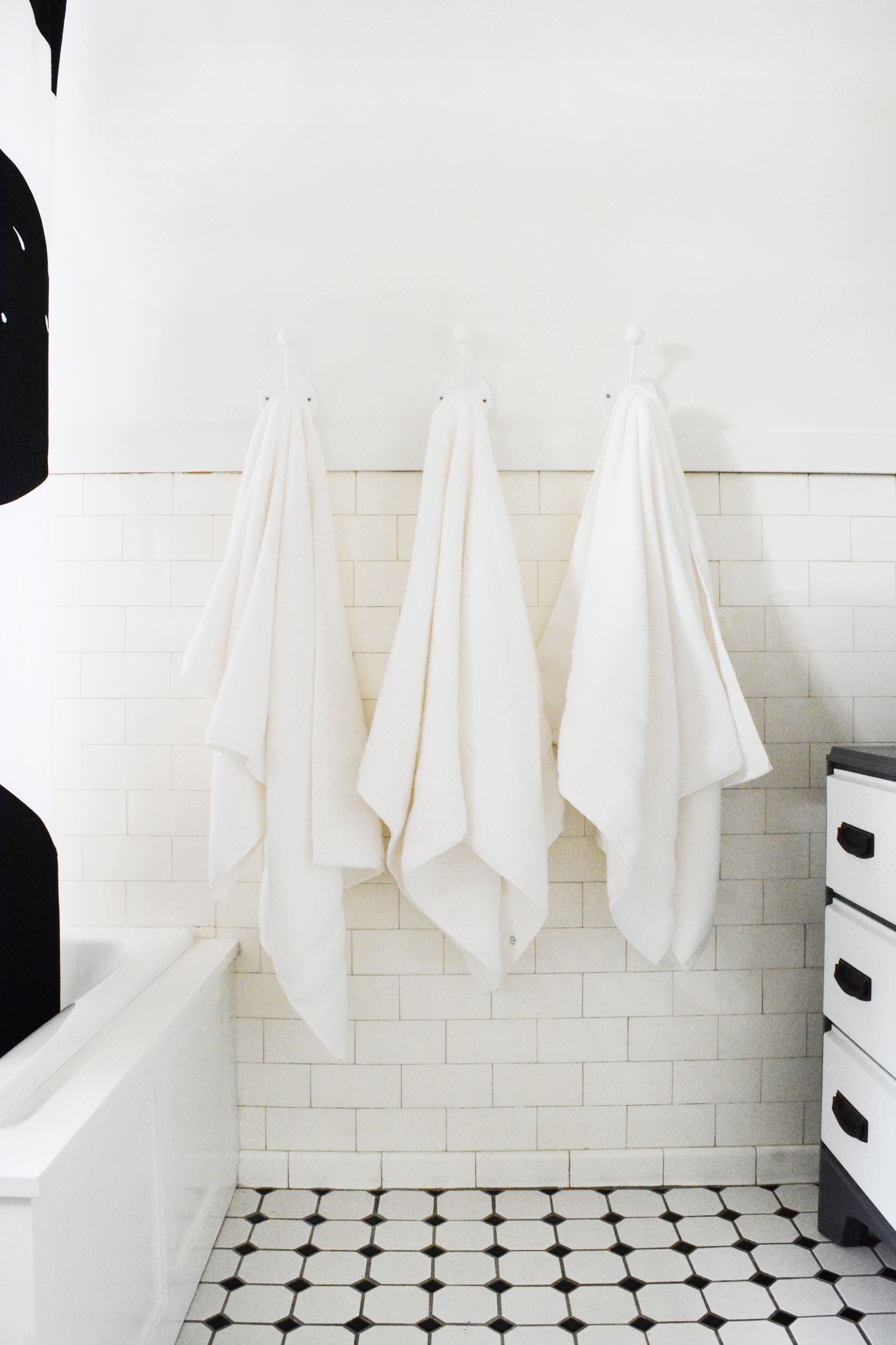 Black and white bathroom reveal. 