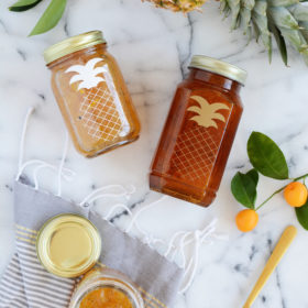 Pineapple Kumquat Cardamom Marmalade in Pineapple Jars