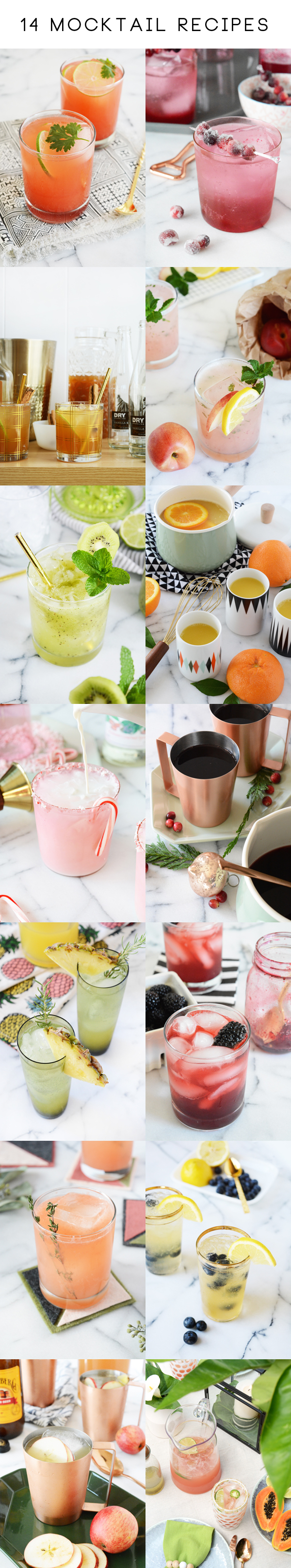 14 Mocktail Recipes - fun drinks the whole family can enjoy. 