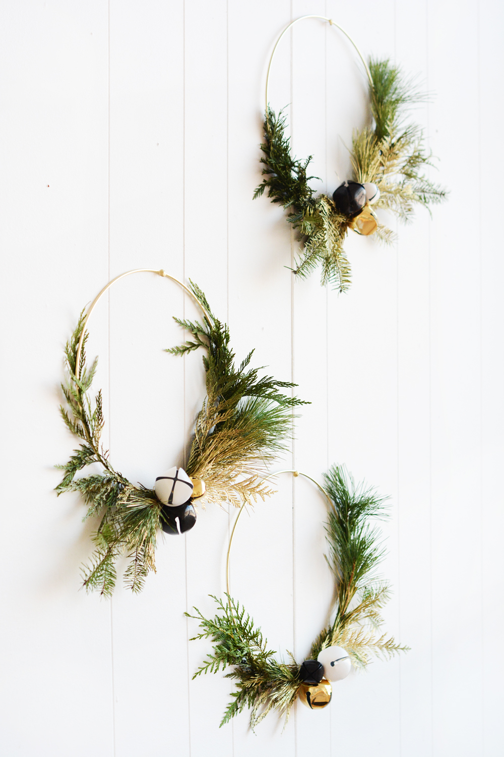 DIY Modern Gold Winter Greenery Wreaths