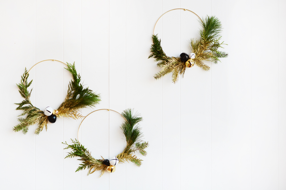 DIY Touch of Gold Wintery Greens Wreaths