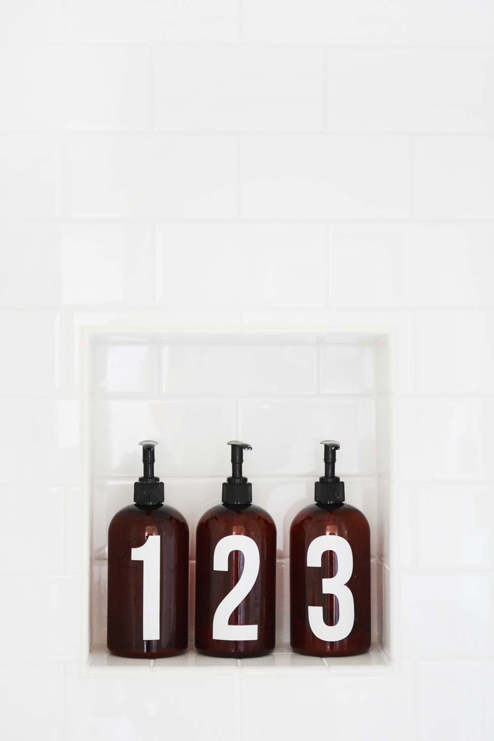 Numbered Shower Bottles