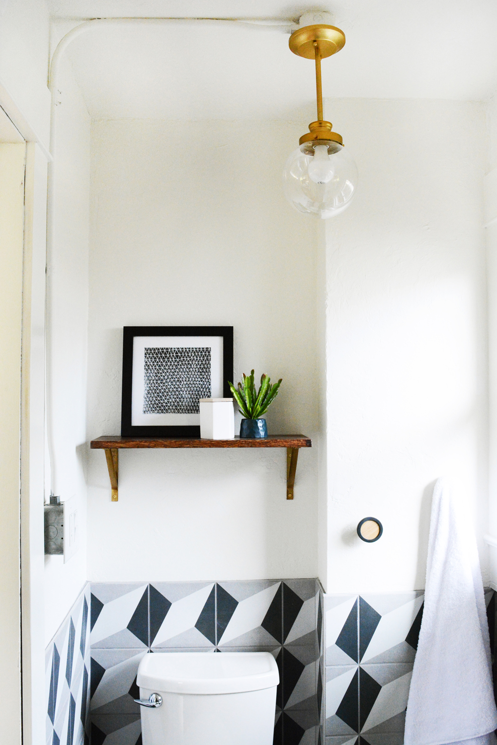 Guesthouse Bathroom Reveal - modern patterns and vintage charm create a unique look.