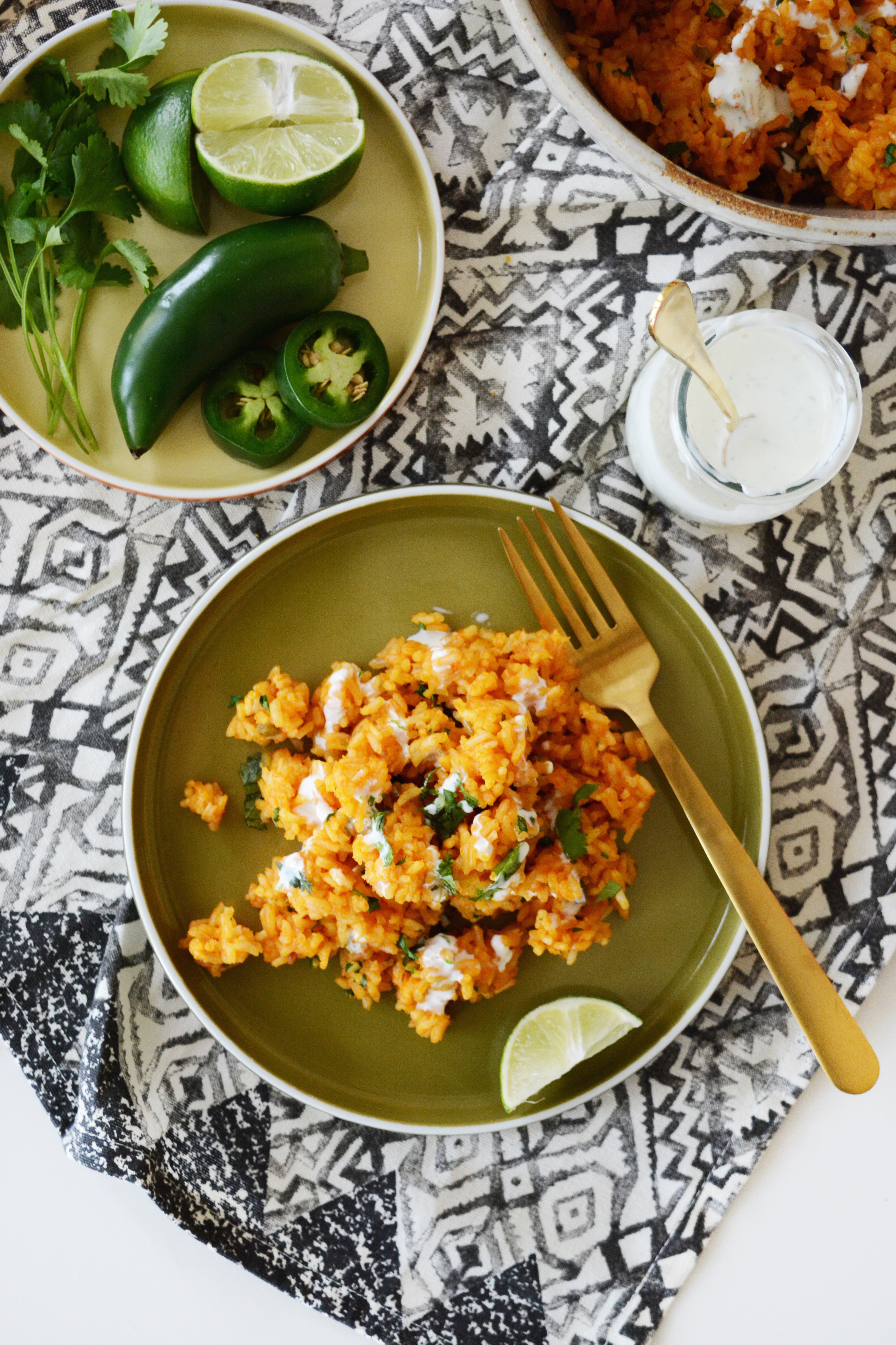 Spicy Spanish Rice with Lime Crema