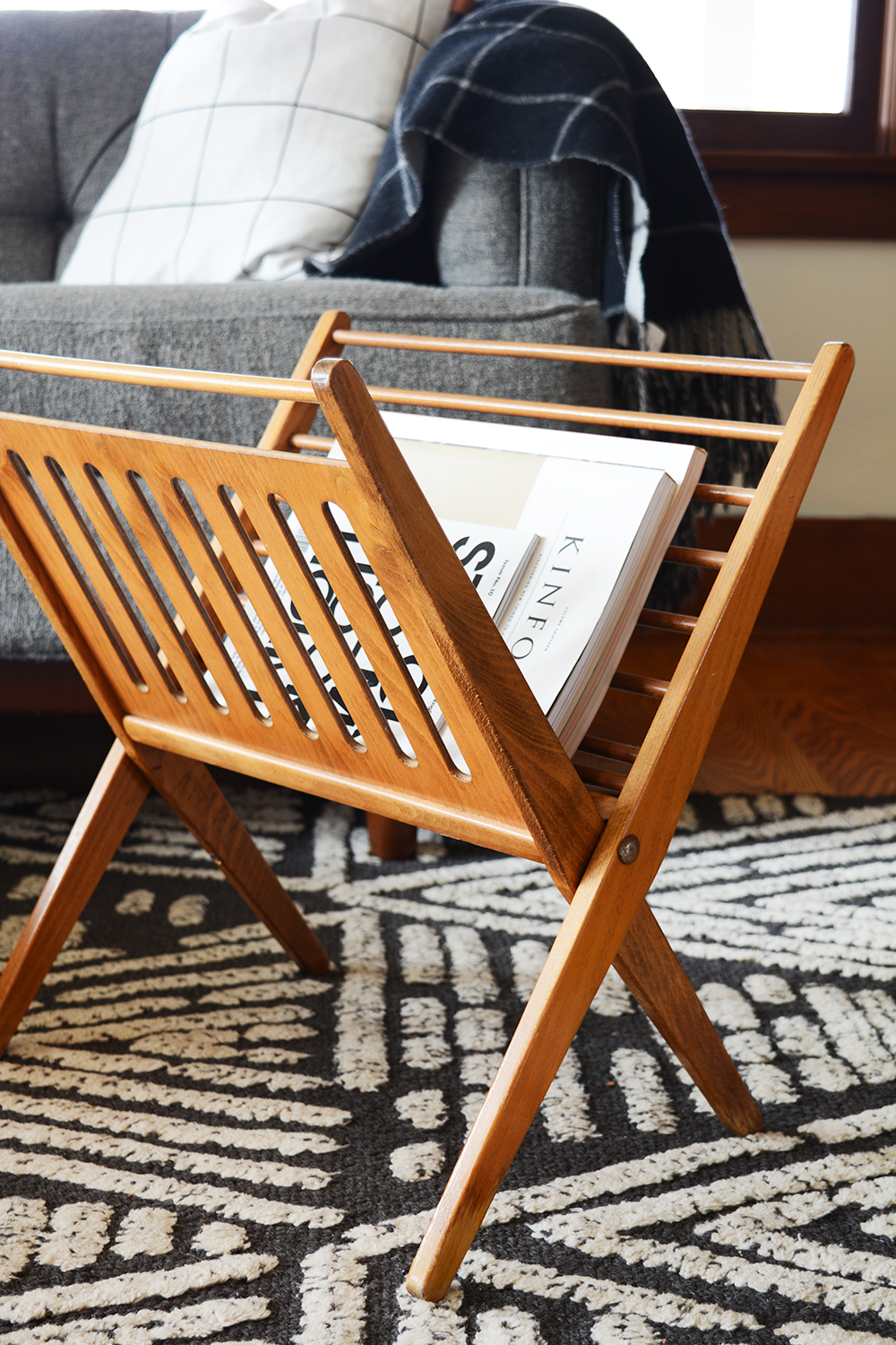 Midcentury magazine rack - thrifted for $2