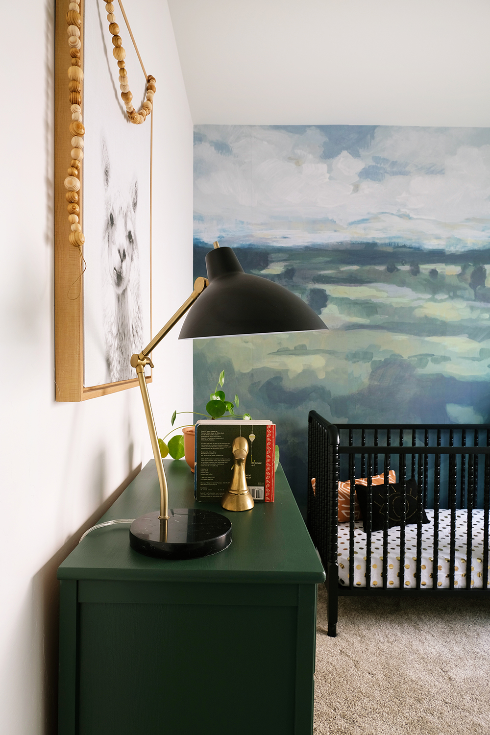 Gender Neutral Nature Inspired Nursery with Minted Wall Mural